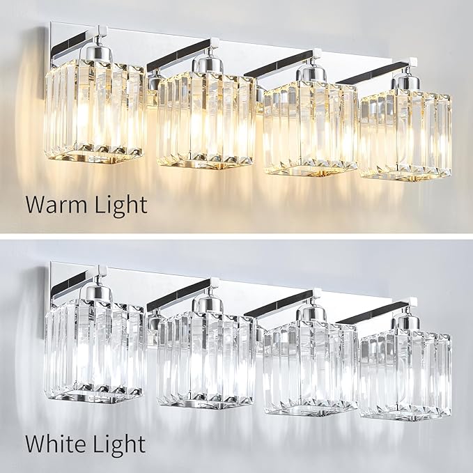 Bathroom Light Fixtures Crystal Modern Vanity Lighting Fixtures 4 Light Chrome Bathroom Vanity Light