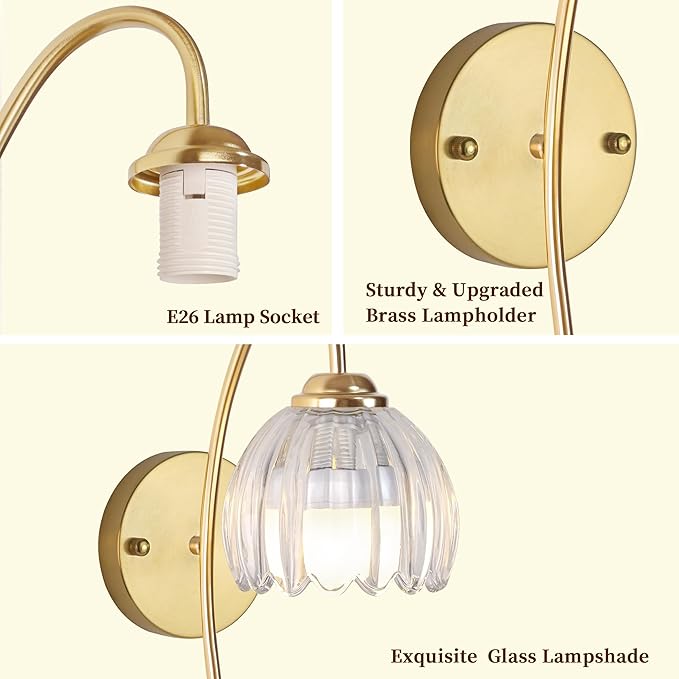 Wireless Wall Sconce with Flower lampshade, Battery Operated Wall Lights,Wall lamp with 15 Colors for Bedroom Living Room Home Decor (Clear-Tulip, 2 Light Battery Operated)