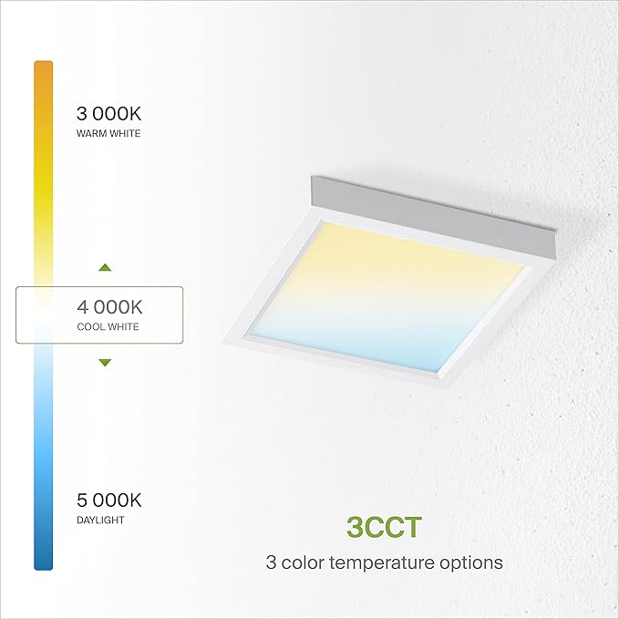 ASD LED 5" Square Flush Mount Light | 10W 740LM 3000-5000K 120V | 3CCT, Dimmable, Ultra Slim, ETL Listed | Thin Surface Lamp, Bedroom Ceiling Lighting | White, 12 Pack