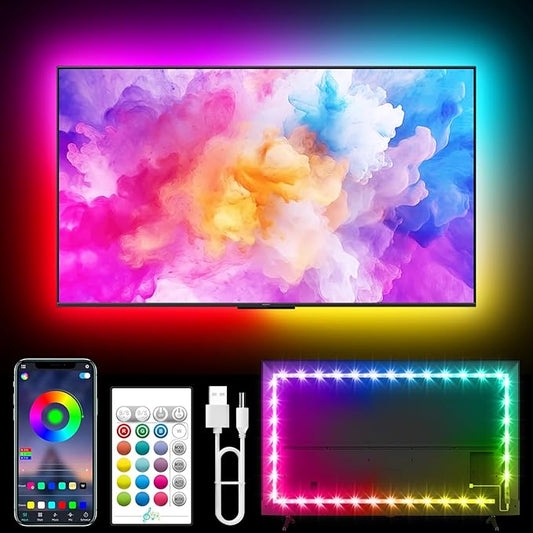 Tyute TV LED Lights, 18.0ft LED Lights for 40-75 Inch TV Behind Lighting, RGB Color Changing TV Backlight with APP & Remote Control, Music Sync USB LED Strip Light for Bedroom Gaming Room Decor