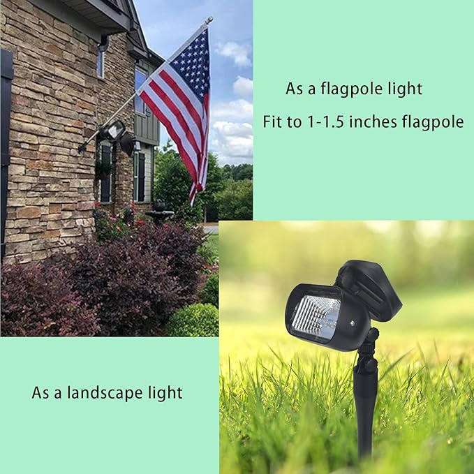 Flag Pole Light Solar Powered, Solar Flagpole Lights with 4 Ultra Bright Led, Adjustable Outdoor Flag Light, Ip65 Waterproof, Suitable for Outdoor 1 "-1.5" Diametre 6Ft Flagpoles