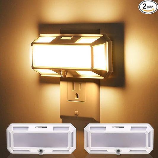 L LOHAS LED Super Bright Night Light, Night Lights Plug into Wall [2 Pack], 0-250LM LED Night Light with Light Sensor, 2W Dimmable Nightlight, Soft White 3000K for Bathroom, Adults Kids Room, Stairway