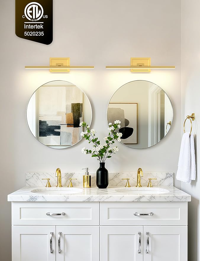 VOLISUN Bathroom Vanity Light 24 inch, 14W Dimmable 5CCT Led Bathroom Light Fixture Over Mirror, Gold Bar Vanity Light for Bathrooms-ETL Certificated