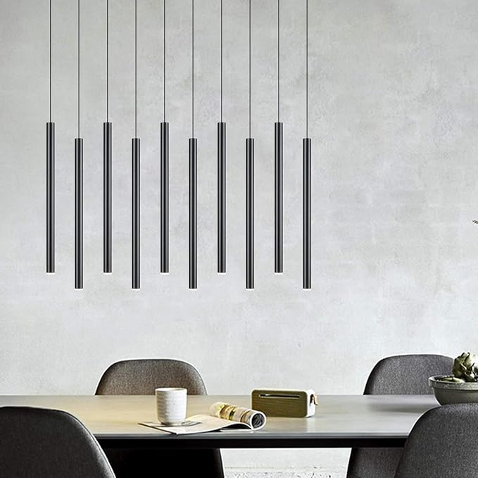 CANALIS 10 Mini Pendant Lighting Black - LED Hanging Light Fixture for Kitchen Island, Bar, Foyer - Cluster Pendants - Dimmable, Adjustable Wire, Lamp Bulb Included