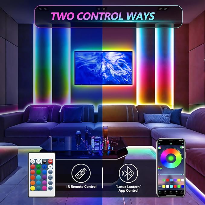 LED Strip Lights, 16.4Ft 150LEDs RGB LED Lights for 32-75 Inch TV Behind,Music Sync App Control TV LED Strip with Remote,USB Plug-in Bias LED Strips Lights for Bedroom Game Cabinet Desk Shelf