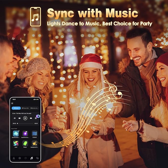 YIQU Smart Color Changing Halloween Lights, 66 FT 200 LED RGB Christmas String Lights with Remote App Control & Timer, Music Sync Multiple Modes Twinkle Light Waterproof Indoor Outdoor Decor