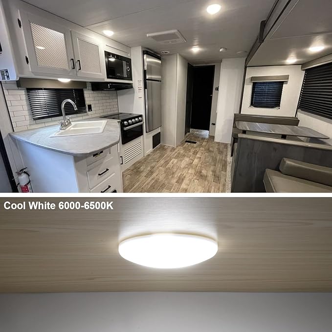 4.5 Inch RV LED Ceiling Puck Light RV Boat Interior Light DC 12V Surface Mount Ceiling Dome Light, 4.5W Panel Downlight for Camper Van Travel Trailer Motorhome(Cool White, Pack of 5)