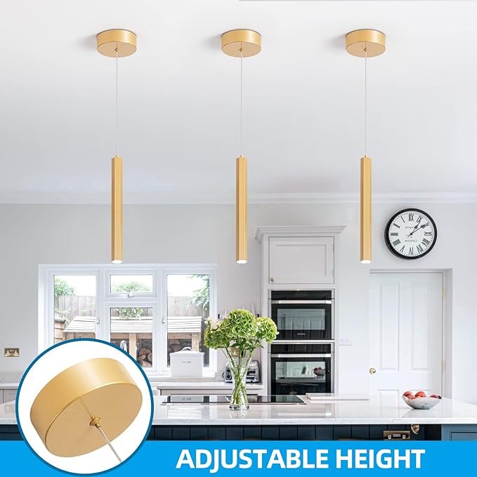 18W Pendant Lights Kitchen Island, Modern Mini LED Lighting Fixtures for Bathroom Dining Room Living Room, 3 Pack