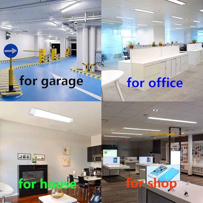 Sararoom 10Pcs 2FT LED Shop Light Fixture 20W LED Wraparound Light, 2400lm,3200K Warm White, 60cm 23.6inch LED Garage Closet Light Ceiling Light for Office Home Basement, No Plug, No Ground Wire
