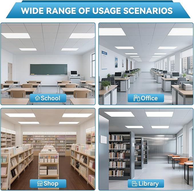 2x4 LED Flat Panel Light Drop Ceiling Office Fixture, 5 CCT 3000K-6500K Adjustable & 5 Wattage Selectable,0-10V Dimmable, 2X4 LED Flush Mount Ceiling Light, ETL Listed 48Pack