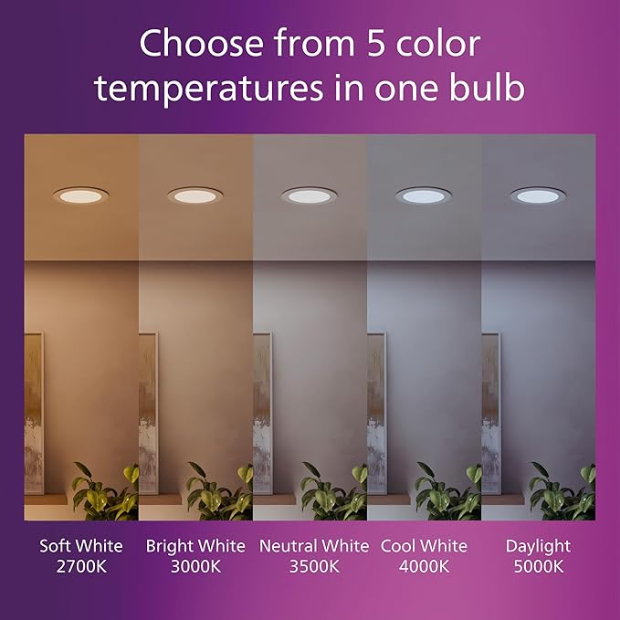 PHILIPS LED 60W Slim 6-inch Canless Downlight 2-Pack Selectable White Multi-CCT 1000 Lumen (11.5W = 60W) Dimmable No Housing Required