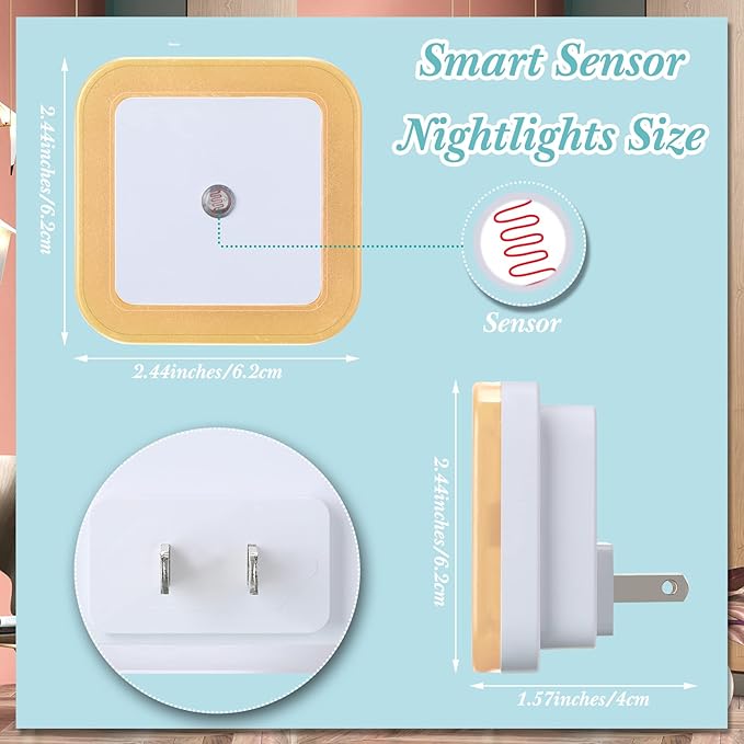 Tuanse 48 Pack LED Night Lights Plug into Wall Smart Sensor Sensor Automatic Night Lamp Nightlights Accessories for Bedroom Bathroom Toilet Stairs Kitchen Hallway(Orange)