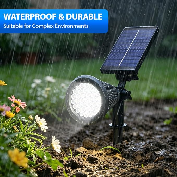 Solar Lights Outdoor, 36 LEDs 1000LM Adjustable Solar Spot Lights Outdoor 2-in-1 Waterproof Landscape Lighting for Garden, Yard & Pathway - 8 Pack (Cool White)