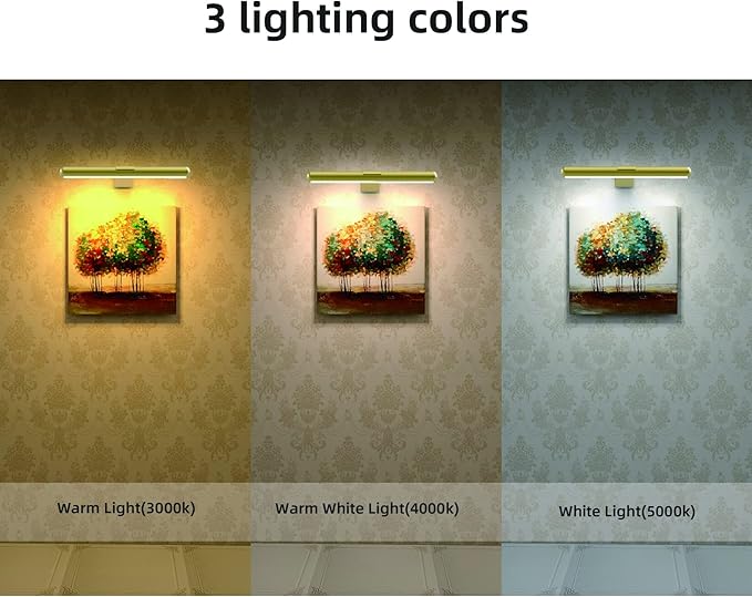 TINTINDOC Picture Light Rechargeable Wireless Painting Lights with Remote Control, Battery Operated Art Display Lamp Full Metal Dartboard Light,300LM Dimmable Accent Light for Picture Portrait on Wall