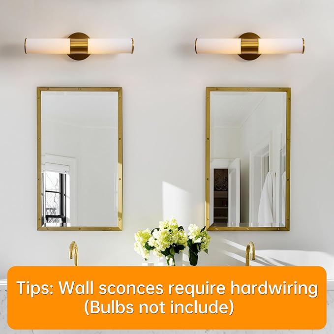 KSRYSZCQ Gold Wall Sconces Set of 2 Modern Indoor Dimmable Hardwired Wall Light with Acrylic Lampshade 18W Led Wall Lights for Bathroom Living Room Bedroom Hallway