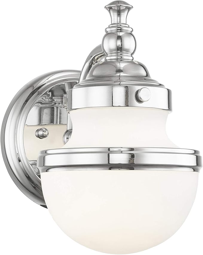 Livex 5711-05 Transitional One Light Bath Vanity from Oldwick Collection Finish, Polished Chrome