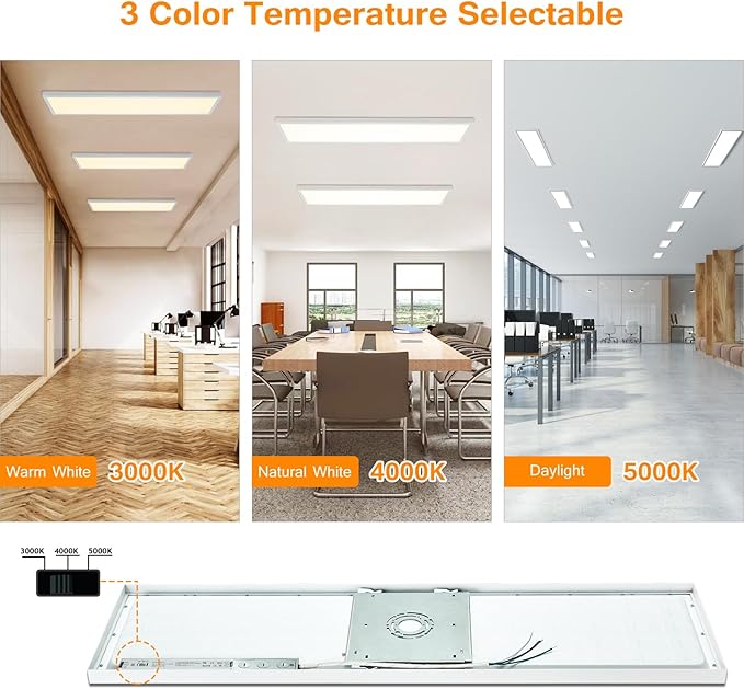 12-Pack 1x4 LED Flat Panel Light Surface Mount, 3000K/4000K/5000K Selectable, Ultra-Thin Flush Mount LED Ceiling Light for Kitchen, Triac Dimmable, Bright 4400LM, 100-277V, ETL Listed, White