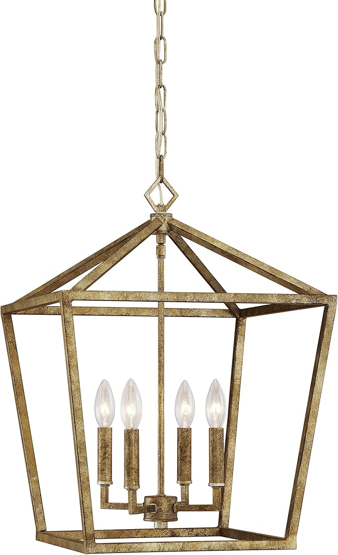 ML Lighting 3244-VG Four Light Pendant, Gold, Champ, Gld Leaf