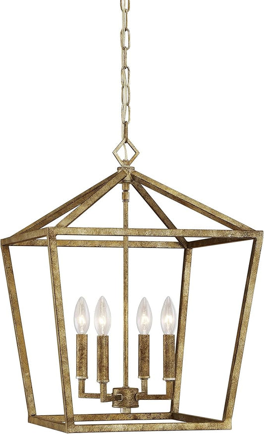 ML Lighting 3244-VG Four Light Pendant, Gold, Champ, Gld Leaf