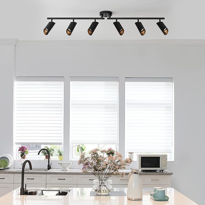 Globe Electric Foldable 6-Light Track Ceiling Light, Matte Black, Pivot Shades, GU10 Sockets