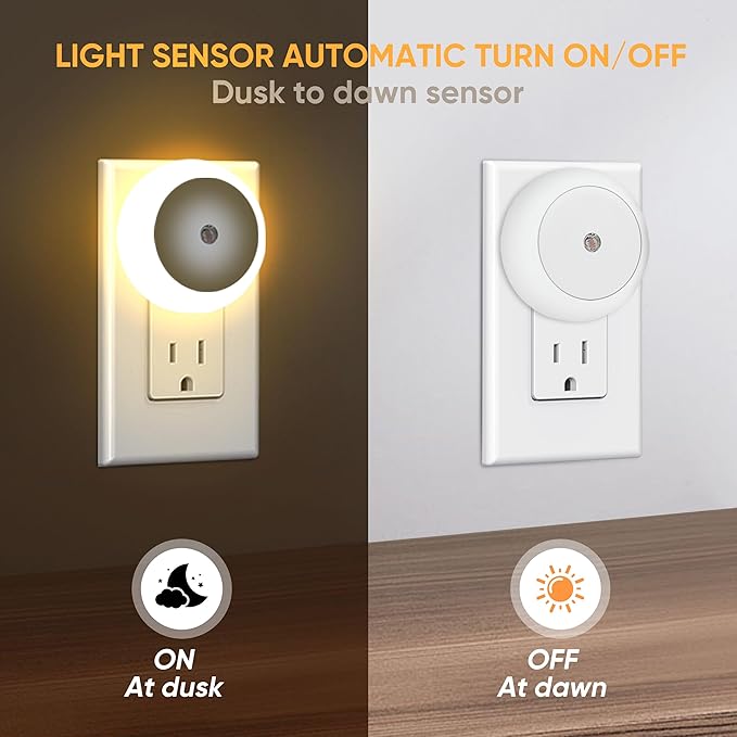 LED Night Light, Night Lights Plug into Wall, Auto Dusk to Dawn Sensor Night Lamp Led Night Light for Bedroom, Bathroom, Hallway Stairs (Warm White, 6 Pack)