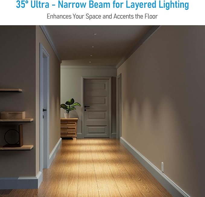 TORCHSTAR 3 Inch 5CCT LED Slot Aperture Recessed Lights with J-Box, 35° Ultra-Narrow Trim Recessed Ceiling Spotlight, IC Rated, Dimmable, Anti-Glare, CRI 90, 2700-5000K, ETL FCC, Pack of 2