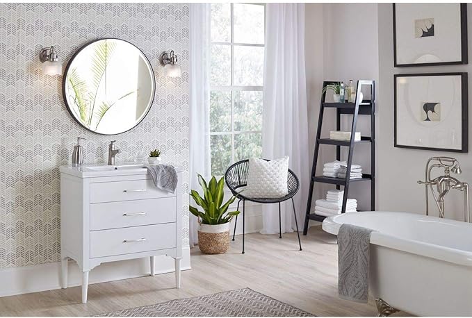 Progress Lighting P2989-81 Archie Collection Clear Double Prismatic Glass Coastal Bath Vanity, 1-Light, Antique Nickel