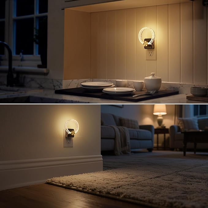 DORESshop LED Night Light，Decorative Night Light Plug Into Wall [2 Pack] with Dusk-to-Dawn Sensor, Dimmable Nightlights, Adjustable Brightness for Hallway, Bedroom,Kids Room,Stairway,Soft White