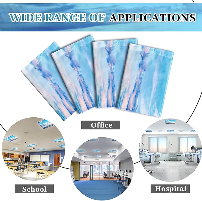VIHOSE 4 Pcs 2 x 2 Feet Fluorescent Light Covers for Ceiling Lights Classroom Magnetic Light Filters for Reducing Harsh Glare Flicker for Office Classroom Home Drop Ceiling(Sea Gull)