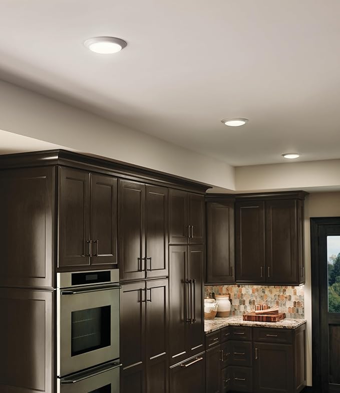 Kichler Gen I LED Downlight, 7.5" Ceiling Flush Mount Interior Dimmable Light, 2700K, (7.5" x 1.5"), White, 43846WHLED27 (Pack of 3)