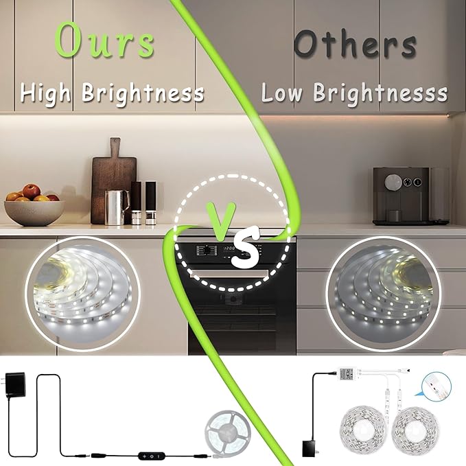 2 Set 20 FT Led Strip Lights for Bedroom Dimmable360 LEDs Rope Light Flexible Super Bright White Tape Lights for Ceiling Room Home Decor Luces LEDs （40FT）