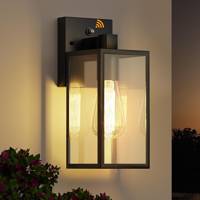 WIHTU Outdoor Porch Lights Fixtures Wall Mount, Dusk to Dawn Outdoor Lighting Fixtures for House, Sensor Exterior Wall Lights, Waterproof Sconce Outside Lamp, Anti Rust Wall Lantern for Garage
