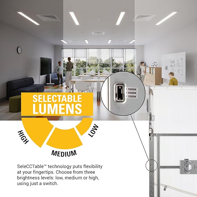 Metalux MMS Multi-Mount 1x4 LED Panel Ceiling Light with 3 CCT and Lumen Select, 0-10V Dimming, Surface Mount, Recessed, Suspended, Wall Mount, 90 CRI - 14MMS-L3C3-UNV