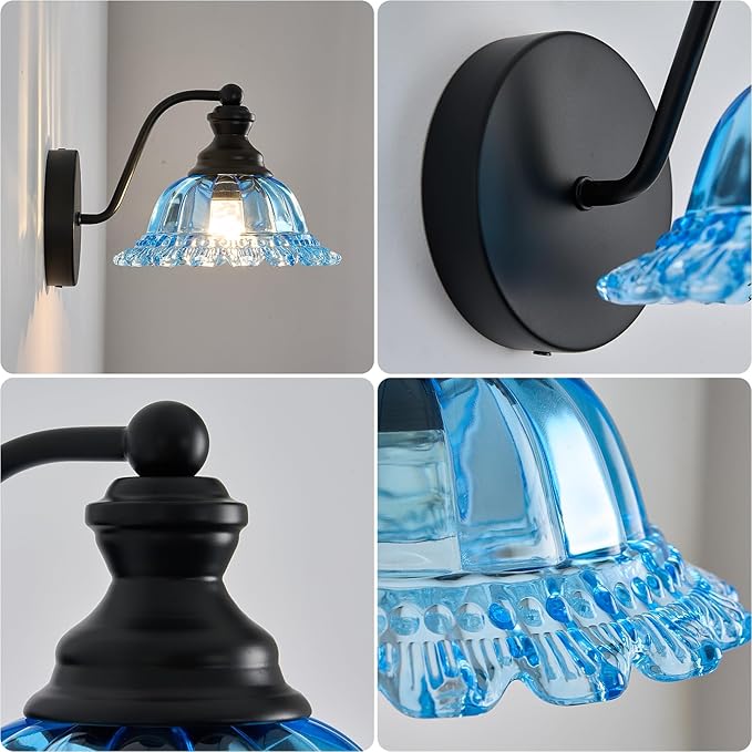 XIEDUN Vanity Light Black Wall Sconces Modern 1-Light Bathroom Sconces