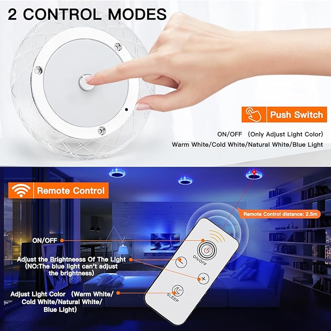 BlueFire RV Interior Lights - 600LM Dimmable LED Ceiling Dome Lights, 4 Colors, 12-18V Fixture with Dimmer Switch for Under Cabinet, Camper Van, Truck, Motorhome, Boat (5 Pack)
