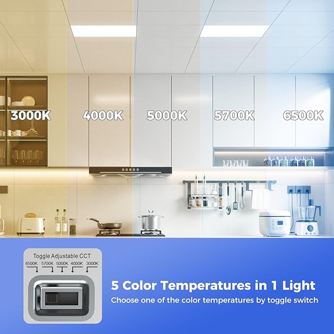 AIKVSXER 30 Pack 2x2 LED Flat Panel Light, Recessed Drop Ceiling Light Kitchen Lighting Fixtures,Bright 6500LM,0-10V Dimmable,Switchable 3000K/4000K/5000K/5700K/6500K, 30W/35W/40W/45W/50W