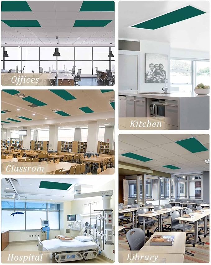 Magnetic Light Cover for Classroom Drop Ceiling,2 Pack 4x2 Ft Fluorescent Light Covers for Office Home Ceiling Light Emerald Green Solid Color Lampshade