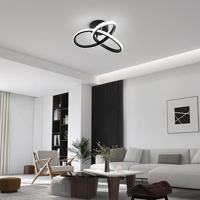 DELIPOP Ceiling Light Fixture, 22W 6500K Semi Flush Mount Hallway Light Fixtures Ceiling Lamps, Acrylic Modern LED Ceiling Light for Corridor Bedroom Kitchen Bathroom Balcony Living Room