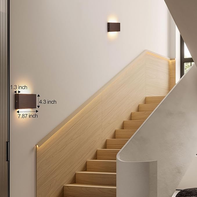 Wood Linear LED Wall Sconce, Dimmable Wall Light, Wood Long Wall Lamp Hallway wall Lights fixtures wall Mounted Lights，Warm Light lamp
