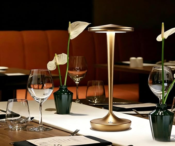 YHT 72Hrs Cordless Table Lamps Rechargeable,6000mAh Battery Operated Portable Touch Table Lamp,3 Colors & Stepless Dimmable Touch,Waterproof for Outdoor Patio, Restaurant Dining& Home (2 Bronze)