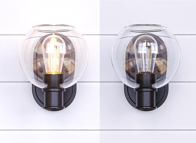 Tawson Dan Modern Farmhouse 1-Light Wall Sconces Light with Clear Glass Globe Shade in Dark Bronze Finish for Hallway, Entryway, Bathroom, Garage, Kitchen, Living Room