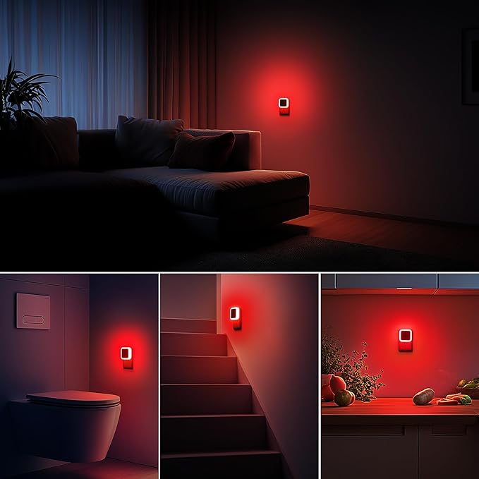 Sujeet Red Night Light, Night Lights Plug into Wall 4-Pack, Nightlight Plug in Night Light, Dusk to Dawn Night Lamp Led Night Lights for Adults Bedroom, Bathroom, Hallway