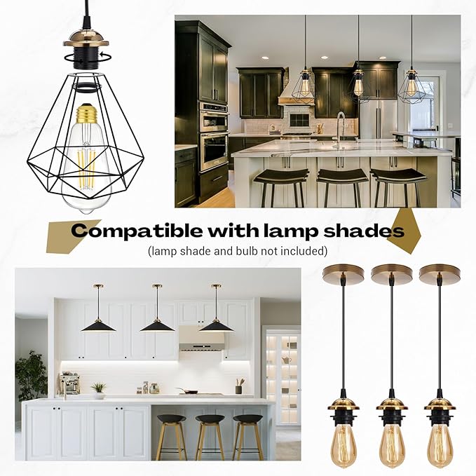 12 Pack Industrial Mini Pendant Light Kit Bulk, UL E26/E27 Lamp Socket 3.28 ft Adjustable Hanging Light Cord Kit Edison Vintage Retro Ceiling Lamp Fixture for Kitchen Bar Decor(Bronze)
