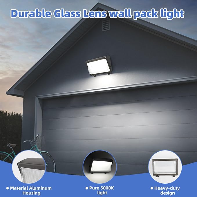 hykolity 120W LED Wall Pack Light with Dusk-to-Dawn Sensor, 16200lm 5000K Daylight Commercial Security Lighting, 750W MH Equivalent, 100-277V, Waterproof LED Outdoor Wall Mount Light for Warehouses