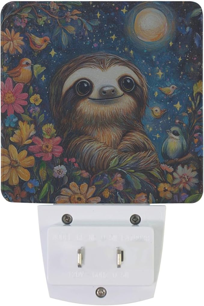 Wamika Galaxy Sloth LED Sensor Night Light Set of 2 Birds Flowers Moon Table Desk Lamps with Adjustable Brightness Eye-Caring for Home Bedroom Office Parlour