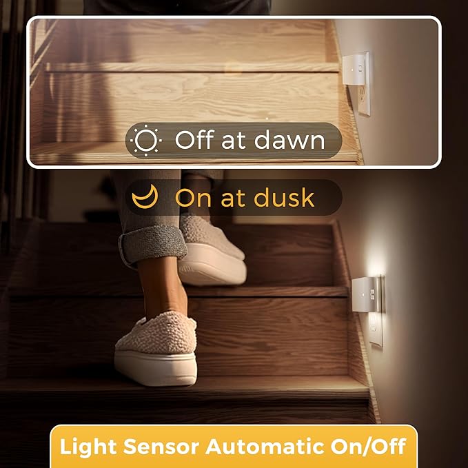 L LOHAS LED Night Light, 2 Pack Dimmable Modern LED Night Lights Plug into Wall,Dusk to Dawn Sensor Night Lights for Kid, 0-100LM 5000K White Nightlight for Hallway Bedroom Stairway