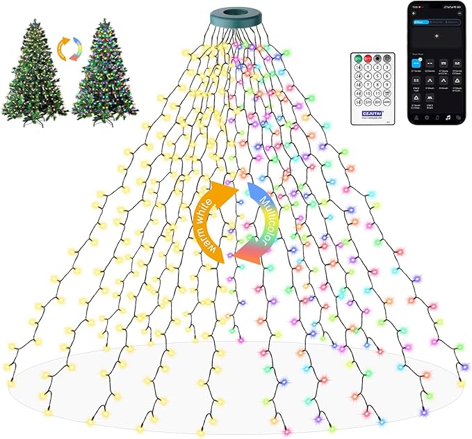 400 LEDs Christmas Tree Lights,LED Christmas Lights with 17 Light Modes ,Timer& Memory Function,Remote & APP Control,16 Strands 6.6FT String Light for Wedding,Home Party,Xmas Tree Decor,Multicolor