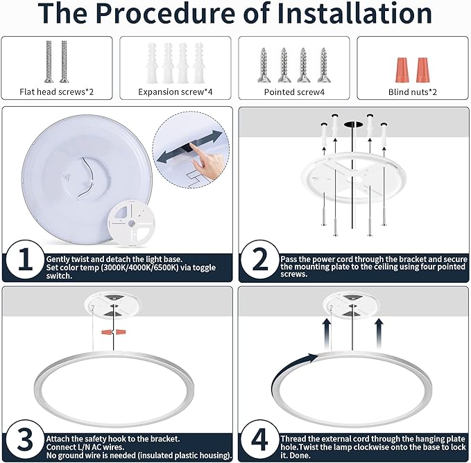 MOONSEA 20 Inch LED Flush Mount Ceiling Light 45W, Large Ceiling Light with Remote Control, Round Dimmable 3000K-6500K Adjustable, Modern Slim Flat Panel Lights for Bedroom, Kitchen, Brushed Nickel