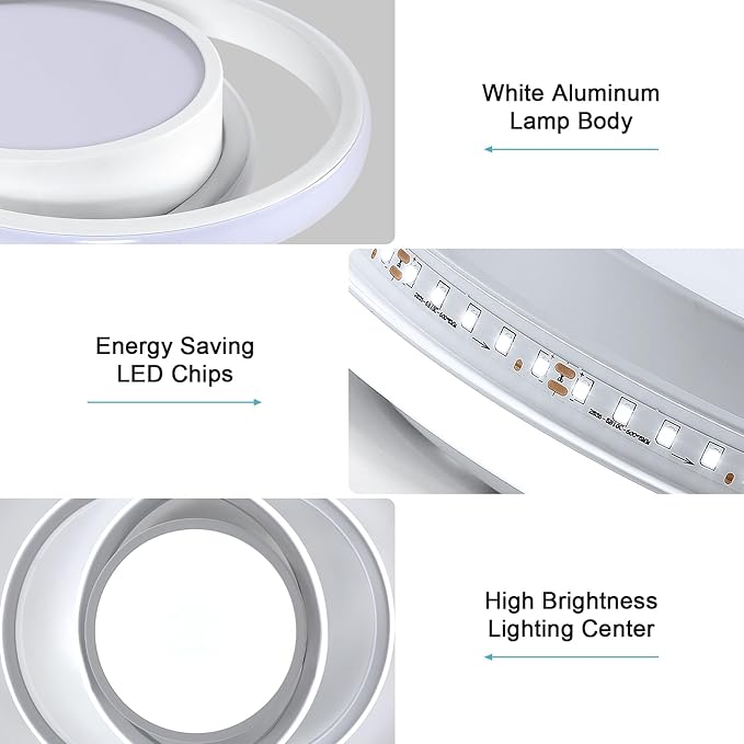 DELIPOP Modern LED Ceiling Light, 36W 2160LM Round Small Ceiling Lamp, (Cool White, 6500K) Aluminum Close to Ceiling Light Fixture for Hallway, Aisle, Corridor, Bedroom, Kitchen