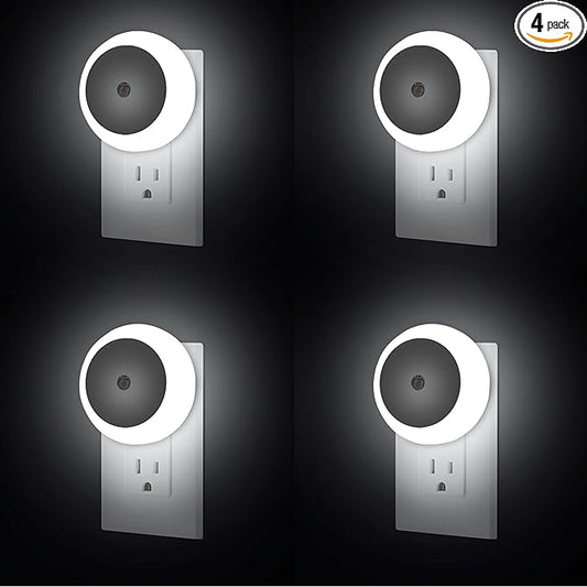LED Night Light, Night Lights Plug into Wall, Auto Dusk to Dawn Sensor Night Lamp Led Night Light for Bedroom, Bathroom, Hallway Stairs (Cool White, 4 Pack)